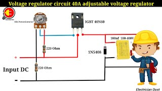 Voltage regulator circuit 40A adjustable voltage regulator [upl. by Aihtibat]