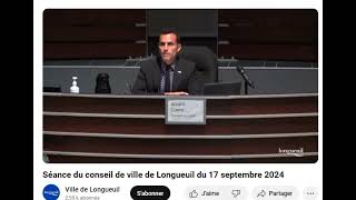 CONSEIL DE VILLE LONGUEUIL 17 SEPT 2024  CERFS [upl. by Eitteb]