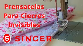 Cómo usar el Prensatelas para coser Cierres Invisibles en Máquinas Domésticas SINGER COD 57582 [upl. by Enrobso]