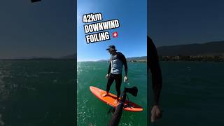 Downwind Foiling across the Biggest Lake in Switzerland🇨🇭42km 🔥 full vide on my channel [upl. by Dleifxam]