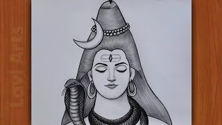 How to draw Lord Shiva Face Pencil drawing step by step  Mahadev drawing  Bhagwan ki drawing [upl. by Misa]