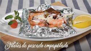 Filete de pescado empapelado con pulpo y camarones Técnica de papillote Rápido y Fácil de hacer [upl. by Lorsung570]