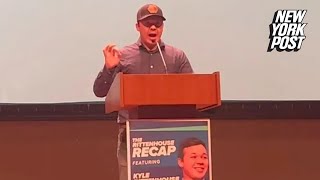 Kyle Rittenhouse chased off stage heckled by BLM protesters while speaking at University of Memphis [upl. by Medarda66]