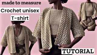 Crochet shirt tutorial  crochet hexagon granny stitch unisex tshirt [upl. by Yramesor]