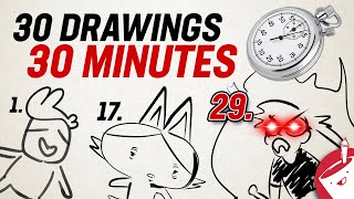 Doing a 30 Day Drawing Challenge in 30 Minutes [upl. by Hairahs]