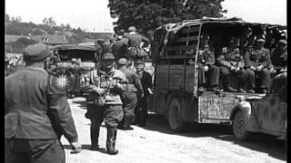 German officers line up convoy and instruct their troops as their convoy marches HD Stock Footage [upl. by Rebmit]