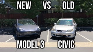 New vs Old – Tesla Model 3 vs Honda Civic Comparison [upl. by Beffrey]