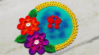 Simple Rangoli  Beautiful Easy Diwali Rangoli  Diwali Special Rangoli Design  Navratri Rangoli [upl. by Aubarta]