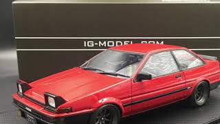 Ignition model 118 Toyota Sprinter Trueno AE86 2Door GT Apex Red WWheel IG0550 [upl. by Anelaf280]