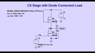 3 CS Amplifier with Diode Connected Load in LTspice [upl. by Oramlub213]