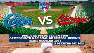 Horarios y Dónde Ver EN VIVO Colón vs Chiriquí en el Campeonato de Béisbol Juvenil 2024 [upl. by Wardle425]