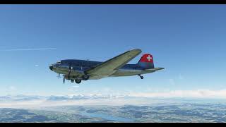 MSFS DC3 LSPN to LSMD full direkt [upl. by Yuria]