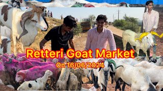 Retteri Goat Market 2024🐐 Bakrid Santhai on 16062024  Heavy Size Andhra Guntur Goat sheep [upl. by Eenahs]