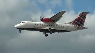 Loganair ATR 42500 GLMRA Landing London Heathrow 27R [upl. by Attah]