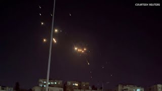 Iran attack on Israel Footage shows missiles flying over Jordan [upl. by Omura]