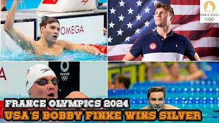 Swimming USA’s Bobby Finke Wins Silver in 800meter Freestyle  Olympics 2024 [upl. by Minette]