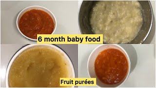 4 Fruit Purees For 6 Months Baby Healthy Baby Food Recipe  Stage 1 Homemade Baby Food [upl. by Brooks]