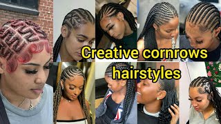 Creative cornrows hairstyles for black women  Cornrows braids hairstyles  African braids styles [upl. by Tova]