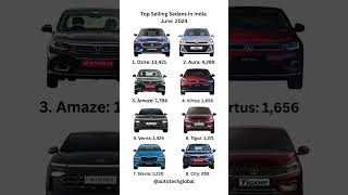 Top Selling Sedans india 2024 june dzire aura amaze virtus verna tigor slavia city car [upl. by Tanhya]