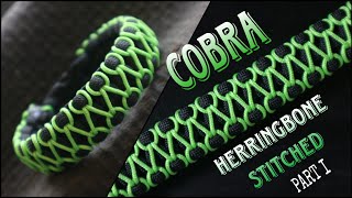 PART 1 HOW TO MAKE COBRA KNOT WITH HERRINGBONE STITCHED PARACORD BRACELET EASY PARACORD TUTORIAL [upl. by Matteo274]