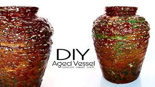 DIY AGED VESSEL  Home decor  Cement craft ideas  AGED planter pot diy pot craft [upl. by Mairam913]