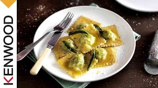 Spinach and ricotta ravioli with butter and sage sauce recipe [upl. by Nalaf]