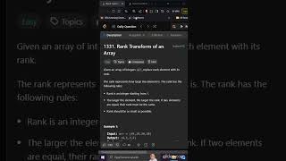 1331 Rank Transform of an Array  Editorial  Leetcode  Ordered Set leetcode dailychallenge set [upl. by Nnagrom]