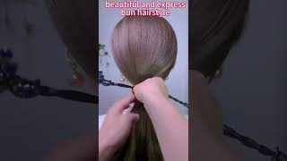 beautiful and express bun hairstyle hairstyle hair bun braids beautiful beauty [upl. by Blackington634]