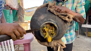 Traditional Gujarati Dish Ubadiyu Cooked Over Cow Dung Cakes  Indian Street Food [upl. by Lain746]