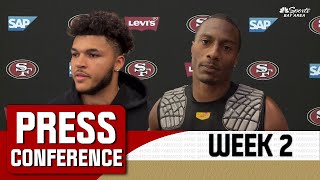 George Odum Isaac Guerendo look ahead to 49ers Week 2 matchup vs Vikings  NBC Sports Bay Area [upl. by Yreva314]