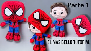 ¡¡Increíble patrón de ganchillo Spiderman Funko a crochet amigurumi 😍 Mascara Removible parte 1 [upl. by Kcirej]