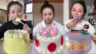 The most delicious Cream Cakes​  Yummy ASMR Chinese Mukbang Cake Eating  Cake Eating Challenge [upl. by Nevada990]