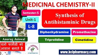 Synthesis of Antihistaminic Drugs  L8 Unit 1  Medicinal ChemistryII 5th Sem [upl. by Olegnad595]