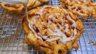 GLAZED Funnel Cake is AMAZING How to make FUNNEL CAKE [upl. by Laroc796]