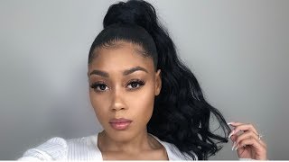 HOW TO SLEEK PONYTAIL USING BUNDLES  BEAUTY SUPPLY HAIR [upl. by Ebba]