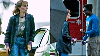 Stranger Things Season 5 BTS Stills of Maya Hawke Aka Robin Driving Where Is Joyce [upl. by Ojimmas430]