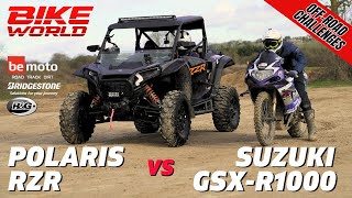 OffRoad GSXR1000 Vs Polaris RZR  Bike World vs Carwow Crazy OffRoad Challenges [upl. by Ardek]