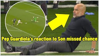 Pep Guardiolas reaction to Sons missed chance was so dramatic 😂 [upl. by Doughman]