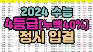 수시장인 2024 수능 4등급 정시 입시결과  2024 수능 누백40 정시입결 순위  수능 4등급 합격컷 정시 4등급 합격컷 [upl. by Naihs650]