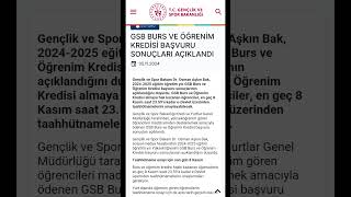 GSB BURS VE ÖĞRENİM KREDİSİ BAŞVURU SONUÇLARI AÇIKLANDI [upl. by Primavera]