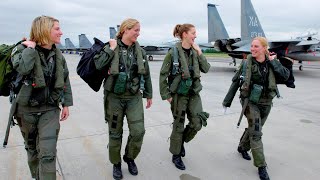 Female Fighter Pilots Fly F15 Strike Eagle US Air Force [upl. by Torrance175]