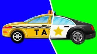 Police Car And Taxi Garage Car Cartoon video For Kids [upl. by Eidnas]