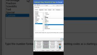 Extract Day Month amp Year in Excel 🔥🔥priyanshu9956 [upl. by Edholm775]