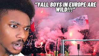 American Reacts To Ajax Fans RIOTING Against Feyenoord 🤯 They Stopped The Game [upl. by Aleusnoc]