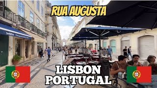 Exploring Lisbon Portugal City Walking Tour Along Rua Augusta 2024 [upl. by Ingar]