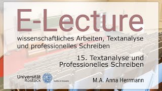 15 Textanalyse und Professionelles Schreiben [upl. by Orth]