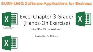 Excel Chapter 3 Grader Handson Exercise [upl. by Croydon]