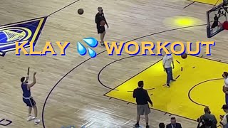 📺 Fans cheer Klay’s first few shots Stephen Curry 🔥 from the logo at workout at Warriors pregame [upl. by Nomzaj]