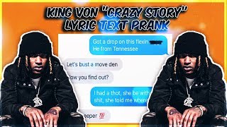 KING VON quotCRAZY STORYquot LYRIC TEXT PRANK ON HIGH SCHOOL BULLY [upl. by Hanny]