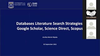 Databases Literature Search Strategies Google Scholar Science Direct Scopus [upl. by Notsae417]